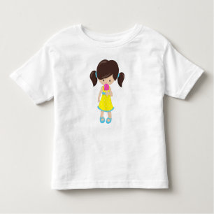 Girl With Ice Cream, Cute Girl, Brown Hair Toddler T-Shirt