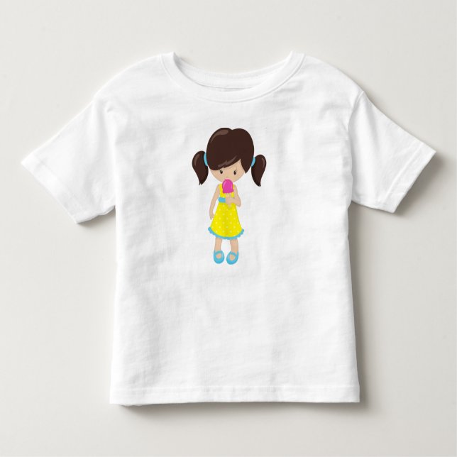 Girl With Ice Cream, Cute Girl, Brown Hair Toddler T-Shirt (Front)