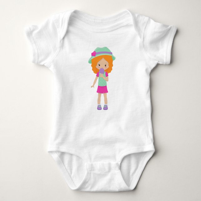 Girl With Ice Cream, Little Girl, Orange Hair Baby Bodysuit (Front)