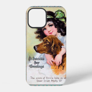 Girl with Irish Setter Dog, Saint Patrick's Day iPhone 12 Case