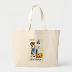 Girl with Jack o' Lantern Large Tote Bag