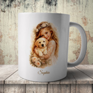 Girl With Labrador Puppy Coffee Mug