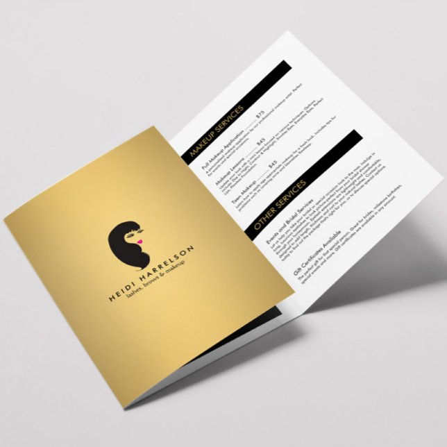 Girl with Lashes Faux Gold Salon Brochure (Creator Uploaded)