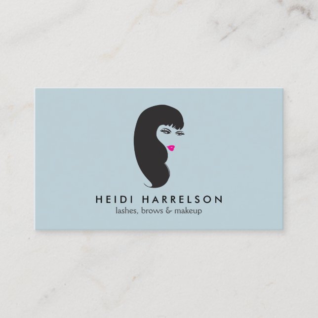 Girl with Lashes on Lt Blue Beauty Business Card (Front)