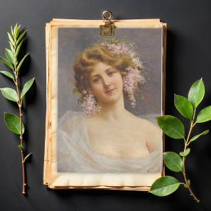 Girl with Lilacs, Achille Beltrame Art Tissue Paper