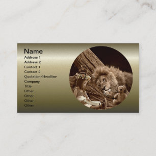 Girl with Lion and Teddy Bear Business Card