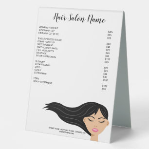 Girl With Long Black Flowing Hair Hairdresser Menu