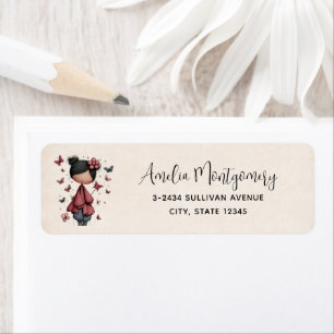 Girl with Magic Wand and Butterflies - Address Return Address Label