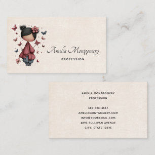 Girl with Magic Wand and Butterflies Business Card