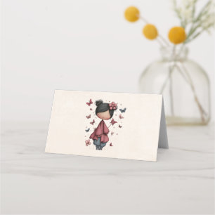 Girl with Magic Wand and Butterflies Cute Place Card