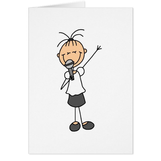 Girl With Mic Stick Figure Card (Front)