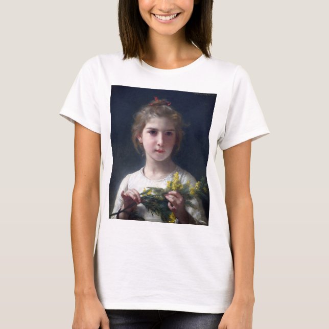 Girl with Mimosa, Bouguereau T-Shirt (Front)