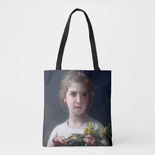 Girl with Mimosa, Bouguereau Tote Bag (Front)