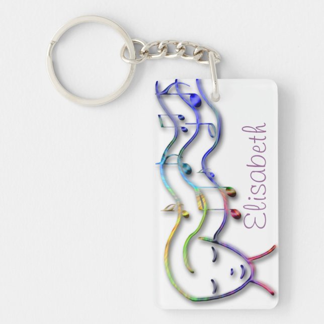 girl with music in the hair custom name key ring (Front)