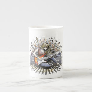 Girl with musical vibes bone china mug