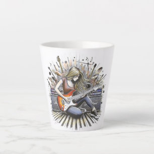 Girl with musical vibes latte mug