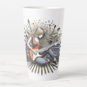 Girl with musical vibes latte mug