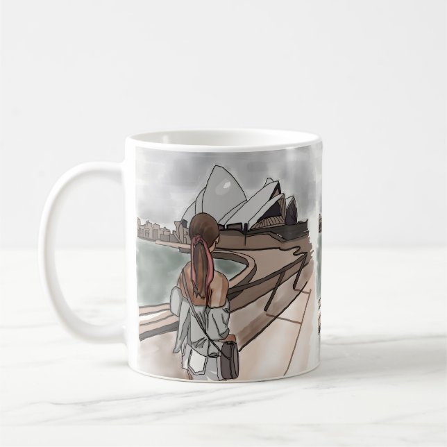 Girl with Opera house at Sydney. Coffee Mug (Left)