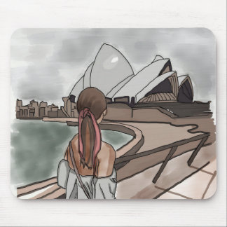 Girl with Opera house at Sydney. Mouse Pad