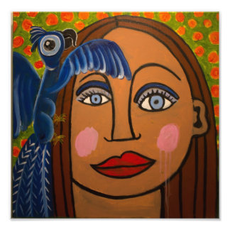 Girl with Parrot by Genevieve & John Photo Print