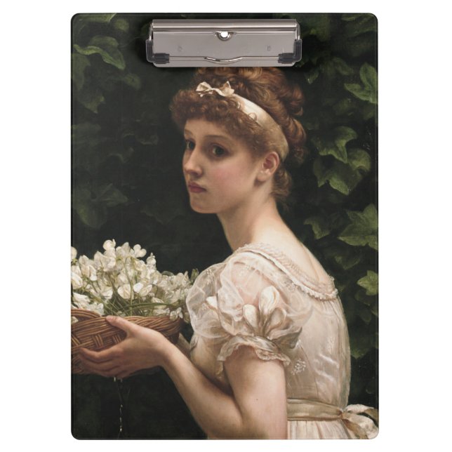 Girl With Pea Blossoms (by Edward Poynter) Clipboard (Front)