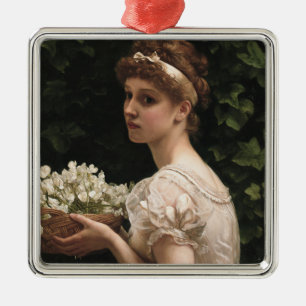 Girl With Pea Blossoms (by Edward Poynter) Metal Ornament