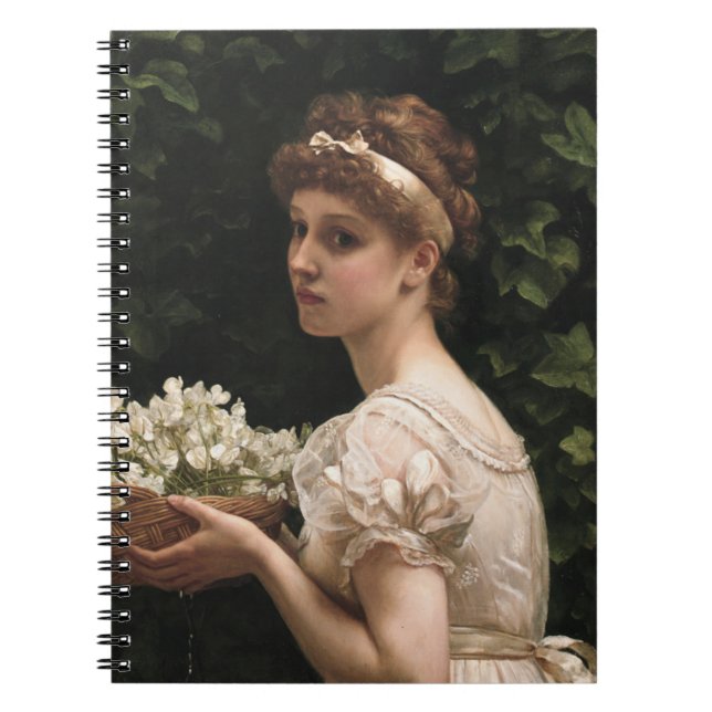 Girl With Pea Blossoms (by Edward Poynter) Notebook (Front)