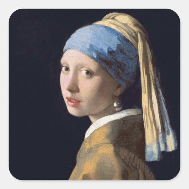 Girl with pearl earring 1665 Johannes Vermeer Square Sticker (Front)