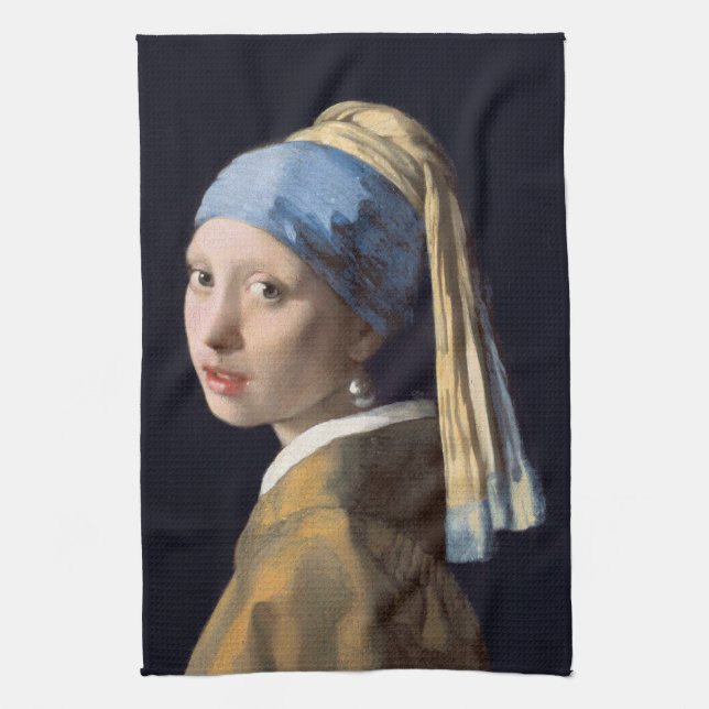 Girl with pearl earring 1665 Johannes Vermeer Tea Towel (Vertical)