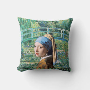 Girl with Pearl Earring, Water Lily Pond Cushion