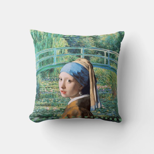 Girl with Pearl Earring, Water Lily Pond Cushion (Front)
