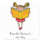 Girl With Pigtails and Red Dress Reading Bookplate