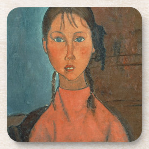 Girl with Pigtails, c.1918 (oil on canvas) Coaster