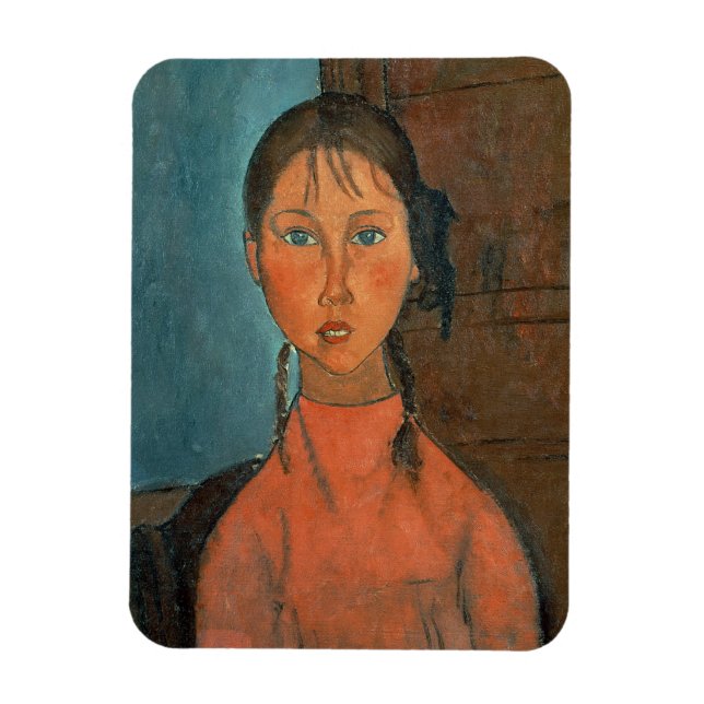 Girl with Pigtails, c.1918 (oil on canvas) Magnet (Vertical)