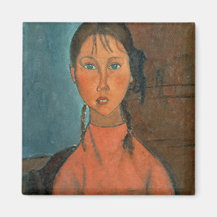 Girl with Pigtails, c.1918 (oil on canvas) Magnet