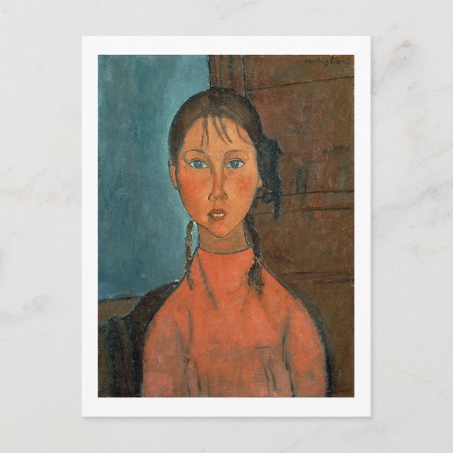 Girl with Pigtails, c.1918 (oil on canvas) Postcard (Front)