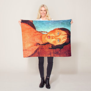 Girl with Pigtails, Modigliani Fleece Blanket