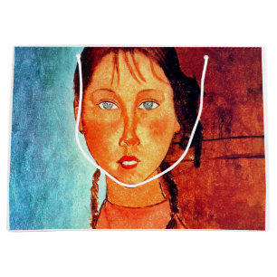 Girl with Pigtails, Modigliani Large Gift Bag
