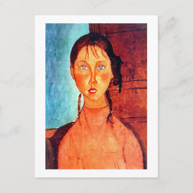 Girl with Pigtails, Modigliani Postcard (Front)