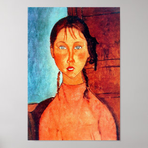 Girl with Pigtails, Modigliani Poster