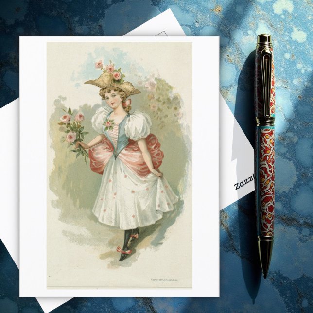 Girl with Pink Roses (ca. 1885)  Postcard (Creator Uploaded)
