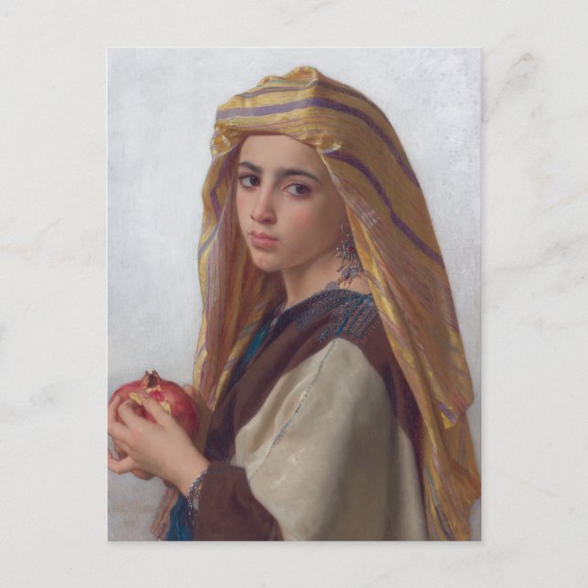 Girl With Pomegranate by Bouguereau Postcard (Front)