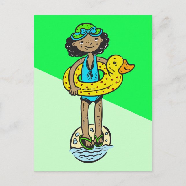 Girl with Pool Toy Postcard (Front)