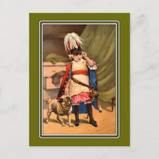 Girl With Pug Postcard