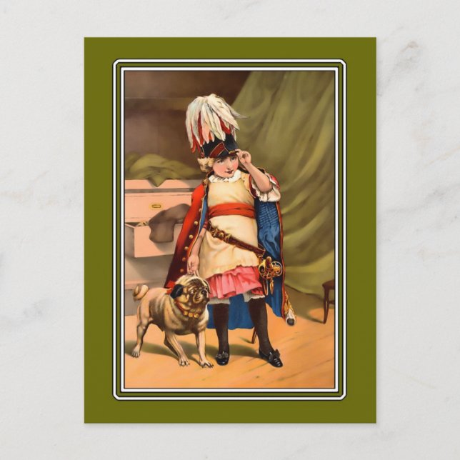 Girl With Pug Postcard (Front)