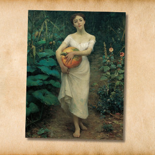 Girl with Pumpkin Zonaro 1889 Postcard