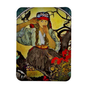 Girl with Raven Moravian Teacher Choir Magnet