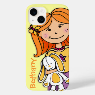 Girl with red hair cuddling bunny rabbit graphic Case-Mate iPhone 14 case
