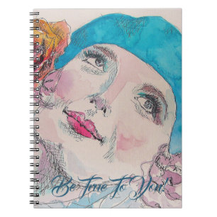 Girl With Red Rose Beret Be True Girls Notebook