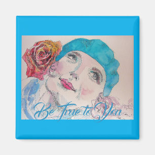 Girl with Red Rose Beret Be True To You Magnet